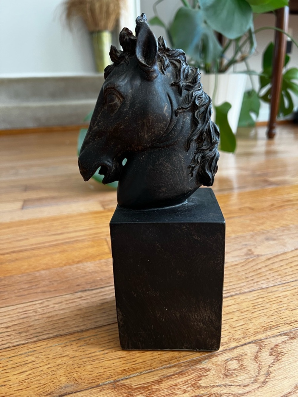 Vintage Horse Head Bust Statue Black Equestrian Decor
